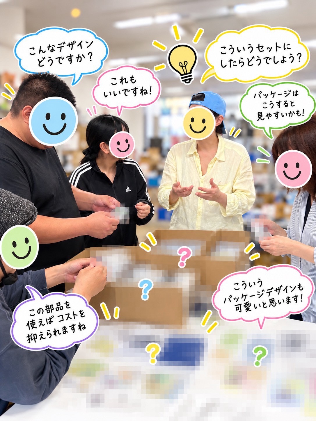 新しい内職作業に向けて、職員でアイデアを出し合いました！